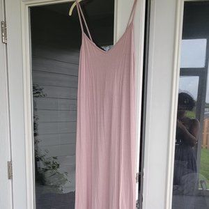 Beautiful Bershka Pink Maxi Tie Back Maxi Dress